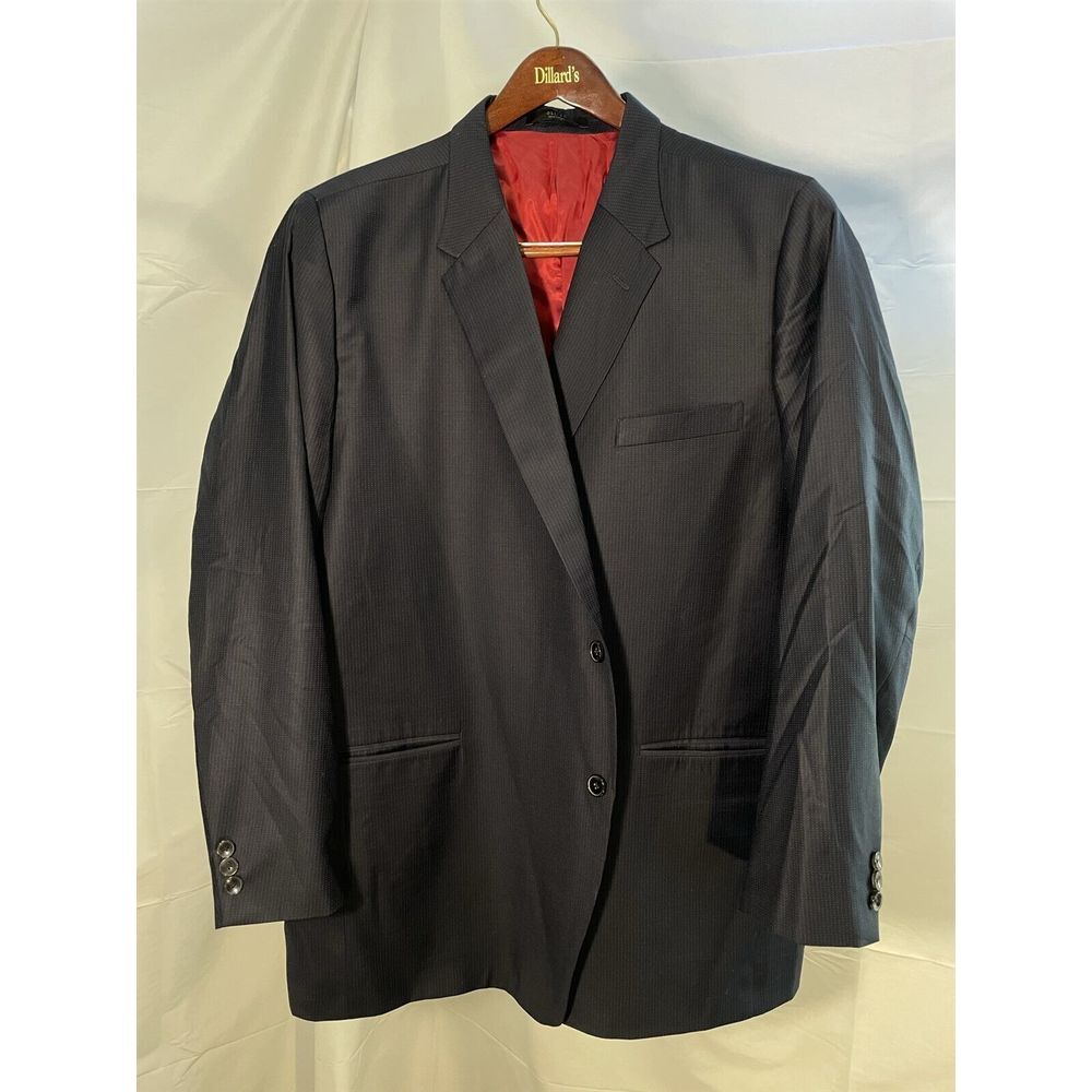 Oliveo Bespoke 56R Dark Navy Micro Dot Superfine Wool 2Btn Ventless Notch Blazer